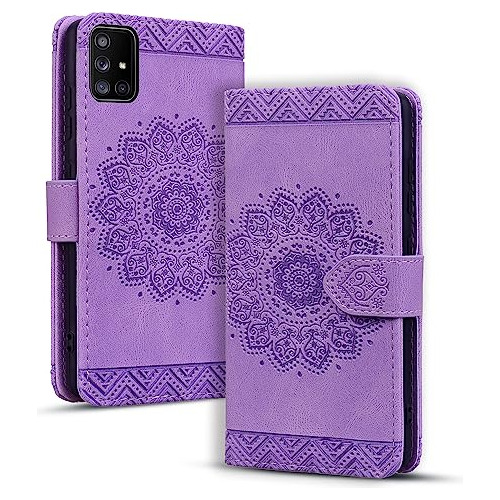 Funda Cartera Para Samsung Galaxy A51 6.5 Pulgada Morado 6.5