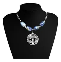 Comprar Collar Para Mujer Y Dije Arbol De La Vida Piedra Labradorita
