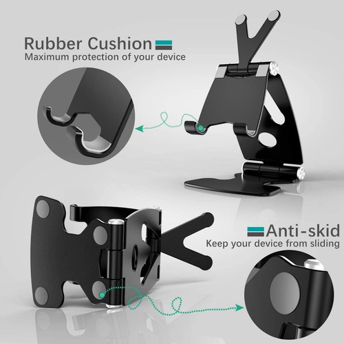 Soporte Antideslizante Para Celulares, Tabletas, Color Negro