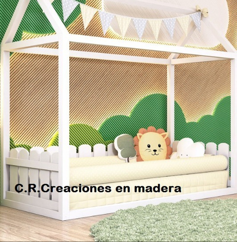 Cunas Camas De Bebe Montessori Con Rejitas Barandas Simple