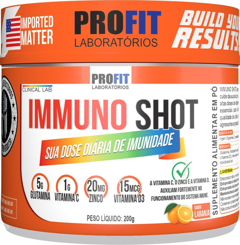 Immuno Shot C/ Vit C + D3 + Glutamina + Zinco 200g - Profit