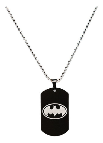 Collar Con Colgante Acero Batman Logo Negro