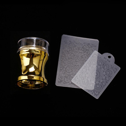 3 Nail Art Stencils Silicona Stamper Scraper Set Tool Para