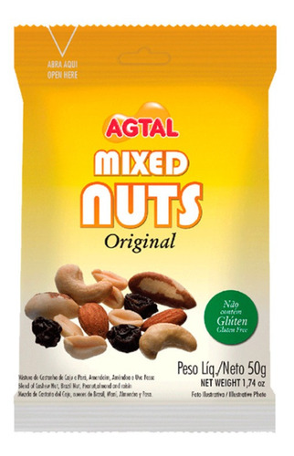Mix de Castanha Original Agtal Mixed Nuts Pacote 50g