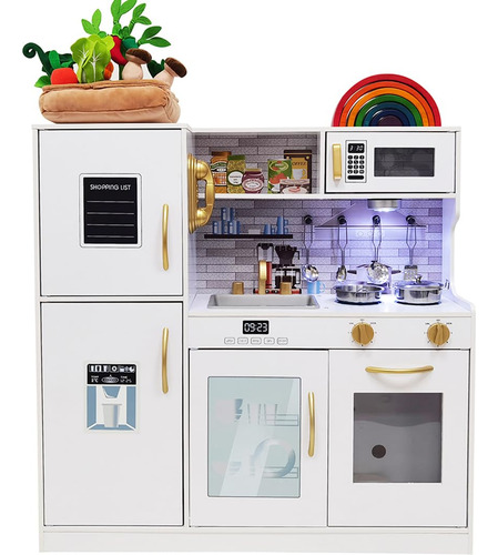 Juego De Cocina De Madera Con Luces, Niños Simulan Cocina, L