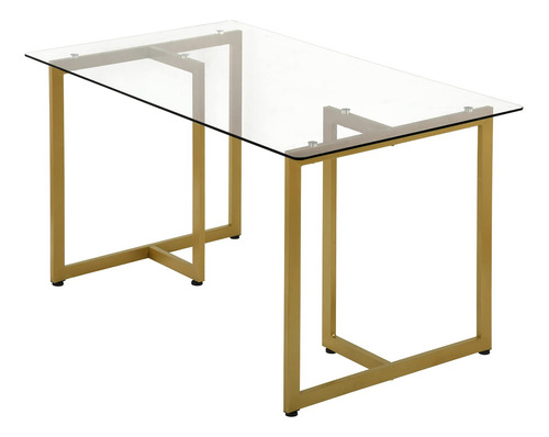 Furniutrer - Mesa Rectangular Moderna De Vidrio Templado De 