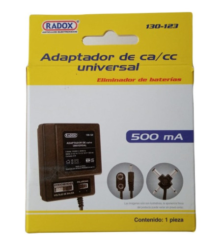 Eliminador/adaptador De Ca/cc Universal 500ma Radox