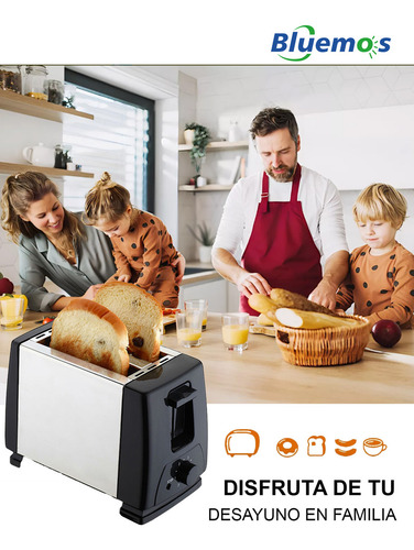 Tostador 2 Rebanadas De Pan Acero Inoxidable Bluemos Color Plateado 650w
