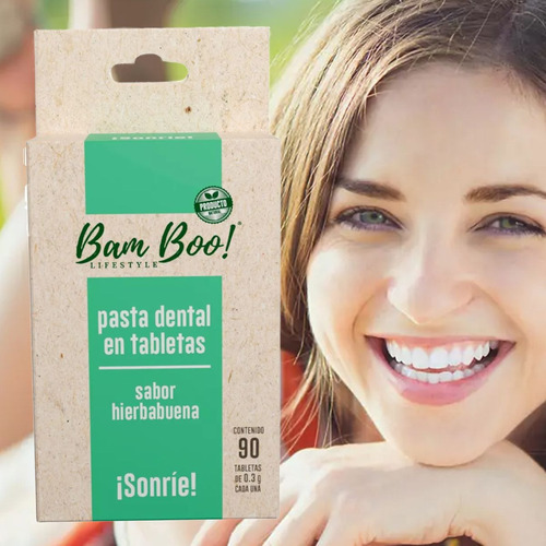 Pasta Dental Sólida De Hierbabuena 450 Tabletas Bam Boo