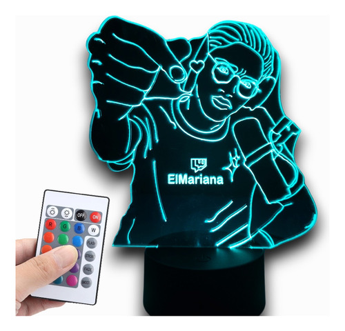 Lampara Led Elmariana Streamer Regalo Fan + Control16colores Negro