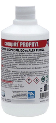 Alcohol Isopropílico 500 Cc Alta Pureza Delta Compit Prophyl