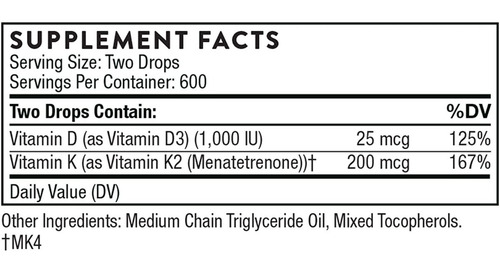 Thorne Research Vitamina D3 Y K2 Líquido 30ml