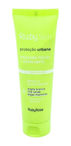 Ruby Rose Máscara Facial Esfoliante Proteção Urbana 