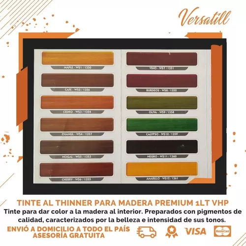 Tinte Al Thinner Para Madera Premium Litro Vhp