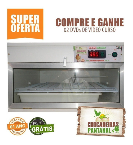 Chocadeira Pantanal 100 Ovos Bivolt Dig. + 2 Dvd Video Curso