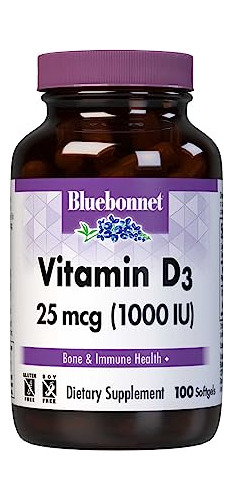 Nutrición Bluebonnet Vitamina D3 1000 Iu Softgels, U9wkl