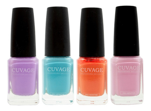 Cuvage Kit X4 Esmaltes Tradicionales Uñas Manicuria Vegano