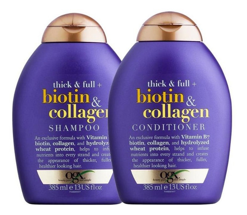 Kit Ogx Biotin & Collagen: 1 Cond 385ml + 1 Shampoo 385ml