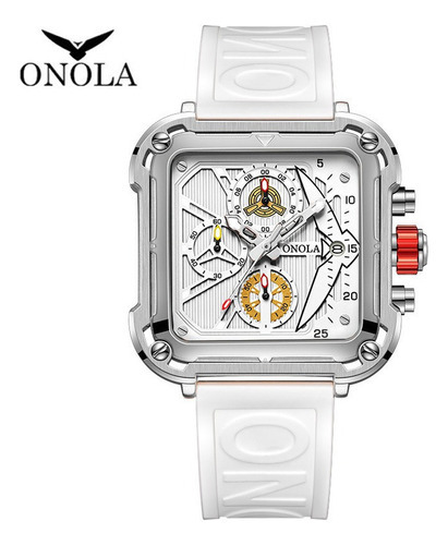 Reloj Cronógrafo Impermeable De Lujo Onola 6831r Color Del Bisel Silver White