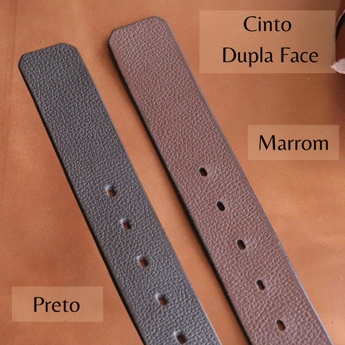 Cinto Masculino Dupla Face Couro Legítimo Cor Preto e Marrom Tamanho G Cintura 105
