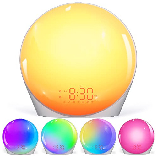 14 Colors Wake Up Light Sunrise Alarm Clock For Kids, Heavy