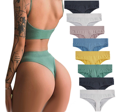 Paquete De 8 Tanga De Algodón Sexy Sport Style