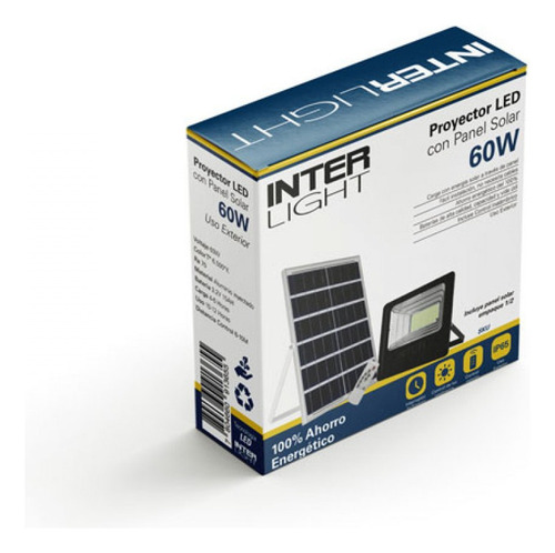 Foco Proyector Led 60w Con Panel Solar Interlight / Mimbral