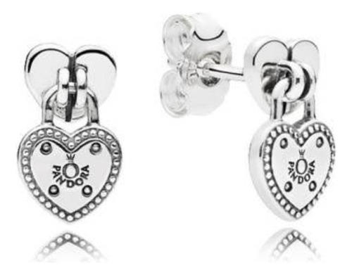 Hermosos Aretes Pandora Original Corazon En Candado Con Logo