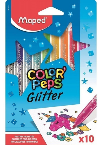 Imagen 1 de 4 de Marcadores Maped Colorpeps Glitter X8 Brillo Educando  