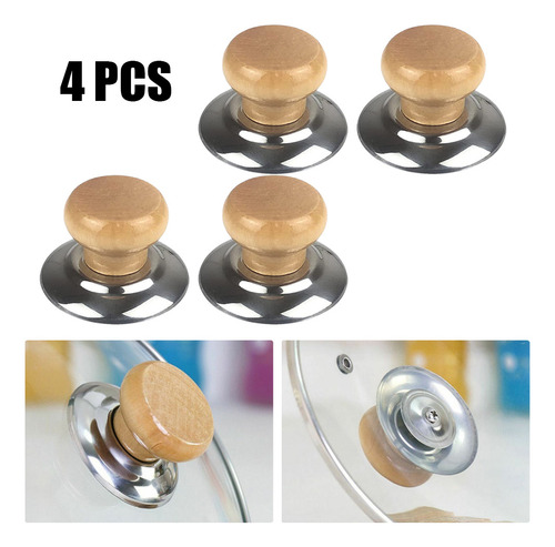 Perilla Para Tapa De Olla De Madera De 2.24 X 1.54 Pulgadas