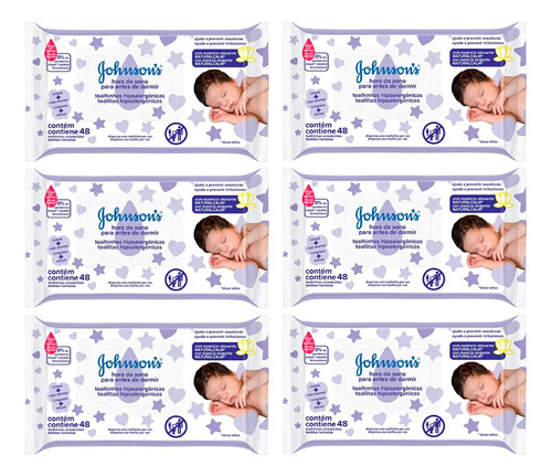 Johnson's Baby  X6 Toallitas Húmedas Antes De Dormir 48u 6c