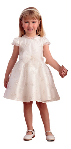 Vestido De Festa Infantil Petit Cherie Off White 22038 Br.