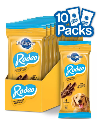 Snack Rodeo Sabor Pollo  Para Perro 10 Pack X 4 Unidad