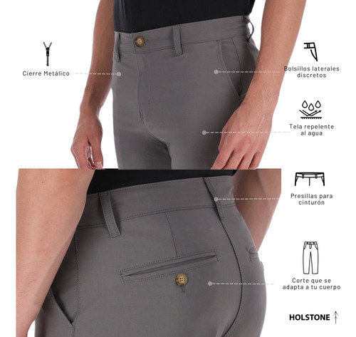 Pantalón Holstone Chino Deportivo Elástico Para Hombre