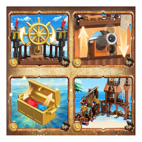 Juego De Bloques De Construcción De La Isla Pirata Imcuamk 2