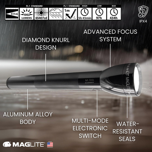 Linterna Maglite Ml300l 4d Led 1002 Lúmenes Resistente Al Ag