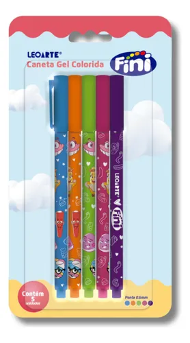 Kit 5 Canetas Em Gel Coloridas Fini Fofas Material Escolar
