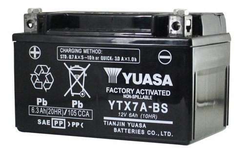 Bateria Moto Yuasa Ytx7a Bs Wet Lista P/ Usar Avant Motos