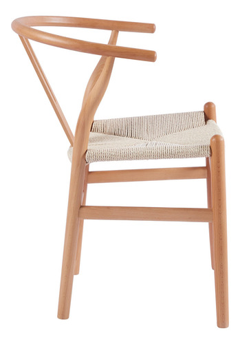 Pack 2 Sillas De Comedor Wishbone De Madera Estructura De La Silla Natural Asiento Natural Diseño De La Tela Tejido