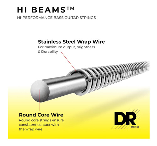Cuerdas De Bajo Dr Smr5-45 De Acero Inoxidable