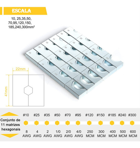Alicate Hidraulico Crimpar Prensar Terminal 10mm A 300mm