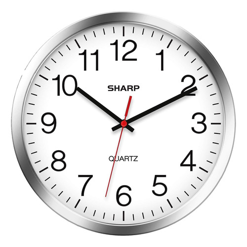 Reloj De Pared Sharp Plateado/cromado, Silencioso, Sin Ticta