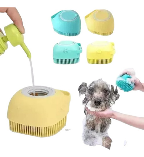 Cepillo D Baño Con Dispenser Para Shampoo Perro Gato Mascota