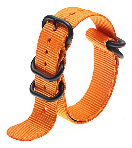 Pulseira Sem Pino Nylon Respirável 20mm Verde Exercito E Cor Laranja Largura 20 mm