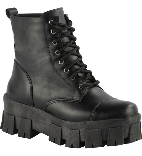 Coturno Feminino Tratorado Bota Cano Curto Moda Plataforma