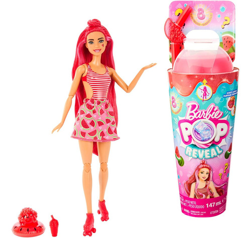 Muñeca Barbie Pop Reveal Fruit Series Sandía Crush, 8 Sorpre