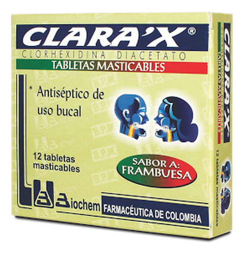 Clara´x Clorhexidina Diacetato 0.12% Biochem Caja X 12 Table