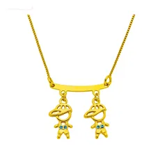 Comprar Colar Corrente Cordão Filhos Dois Meninos Banhado Ouro 18k