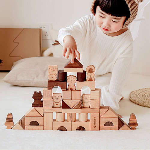50 Piezas De Bloques De Construcción De Madera, Habilidades