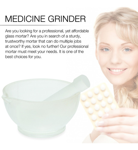 Cuenco Para Moler Mortero De Vidrio Pill Grider Bowl